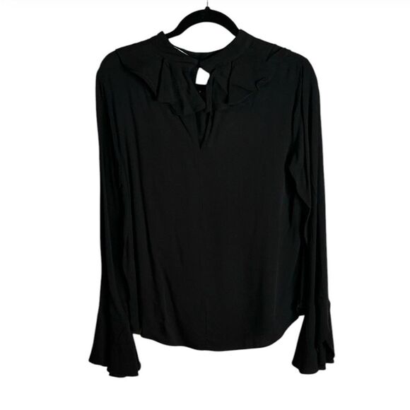Do + Be Elegant Black Ruffled Women's Top Size L - Picture 2 of 5